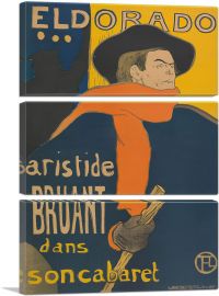 Poster for the Performance of Artistide Bruant 1892-3-Panels-90x60x1.5 Thick