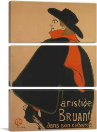 Aristide Bruant - at His Cabaret 1893-3-Panels-90x60x1.5 Thick