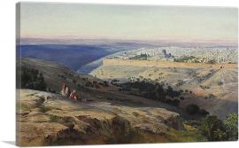 Jerusalem From Mount Of Olives Sunrise 1859-1-Panel-18x12x1.5 Thick