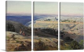 Jerusalem From Mount Of Olives Sunrise 1859-3-Panels-90x60x1.5 Thick