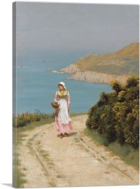 Girl On a Coastal Path 1893-1-Panel-40x26x1.5 Thick
