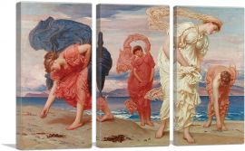 Greek Girls Picking up Pebbles by the Sea 1871-3-Panels-60x40x1.5 Thick