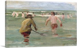 German Bathing Boys With Crab Fisherman 1847-1-Panel-40x26x1.5 Thick