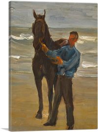 Man With Horse On The Beach 1906-1-Panel-26x18x1.5 Thick