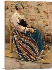 An Old Woman With Cat 1878-1-Panel-26x18x1.5 Thick