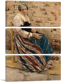 An Old Woman With Cat 1878-3-Panels-90x60x1.5 Thick