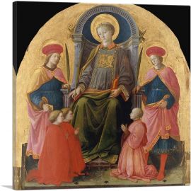 Saint Lawrence Enthroned With Saints And Donors 1440-1-Panel-36x36x1.5 Thick