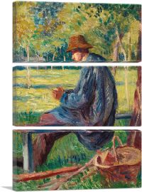 In The Garden Of Her Father In Eragny 1895-3-Panels-60x40x1.5 Thick