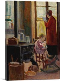 Mother And Child In The Kitchen 1910-1-Panel-40x26x1.5 Thick