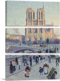 The Quai Saint-Michel And Notre-Dame-3-Panels-90x60x1.5 Thick