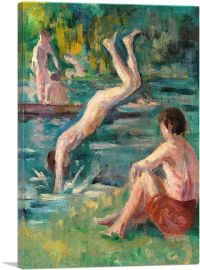Bathers In The Pond Of Moulineux-1-Panel-40x26x1.5 Thick