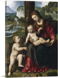 Madonna With Child And Young St John-1-Panel-12x8x.75 Thick