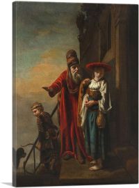 Abraham Dismissing Hagar And Ishmael 1653-1-Panel-12x8x.75 Thick