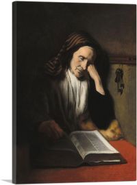 Old Woman Dozing Over a Book-1-Panel-26x18x1.5 Thick