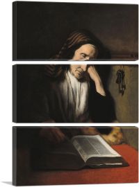 Old Woman Dozing Over a Book-3-Panels-90x60x1.5 Thick