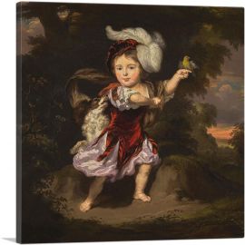 Portrait Of Child In Landscape With Dog Goldfinch-1-Panel-26x26x.75 Thick