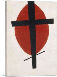 Mystic Suprematism - Black Cross on Red Oval-1-Panel-18x12x1.5 Thick