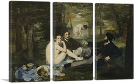 The Luncheon on the Grass 1863-3-Panels-90x60x1.5 Thick