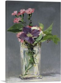 Pinks and Clematis in a Crystal Vase 1882-1-Panel-26x18x1.5 Thick