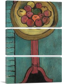Bowl of Apples on a Table 1916-3-Panels-90x60x1.5 Thick