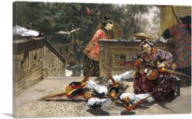 Chinese Woman With Pheasants-1-Panel-12x8x.75 Thick