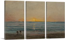 Sunset Near Villerville 1876-3-Panels-60x40x1.5 Thick