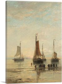 Bluff-Bowed Scheveningen Boat At Anchor 1860