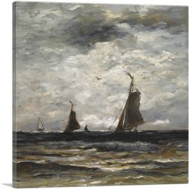 Dutch Fishing Vessels At Sea 1904-1-Panel-18x18x1.5 Thick