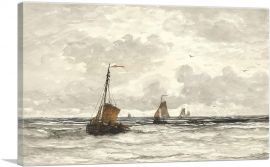 Fishing Boats On The Breakers 1915-1-Panel-18x12x1.5 Thick