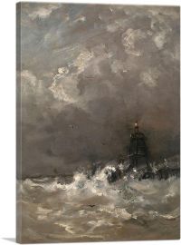 Lighthouse In Breaking Waves 1907-1-Panel-12x8x.75 Thick