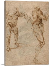 Two Nude Studies of a Man Storming Forward 1504-1-Panel-12x8x.75 Thick