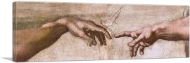 Sistine Chapel God Adam Hands Panoramic-1-Panel-36x12x1.5 Thick