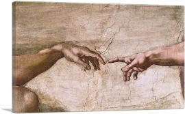 Sistine Chapel Ceiling - God and Adam Hands Detail-1-Panel-12x8x.75 Thick