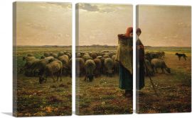 Shepherdess with Her Flock 1864-3-Panels-60x40x1.5 Thick