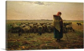 Shepherdess with Her Flock 1864-1-Panel-18x12x1.5 Thick