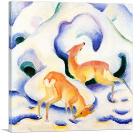 Deer In The Snow 1911-1-Panel-18x18x1.5 Thick