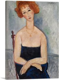 Red-Headed Woman Wearing a Pendant 1918-1-Panel-18x12x1.5 Thick