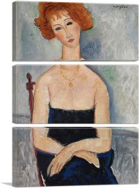 Red-Headed Woman Wearing a Pendant 1918-3-Panels-60x40x1.5 Thick