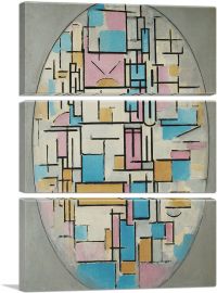 Composition in Oval with Color Planes 1914-3-Panels-60x40x1.5 Thick