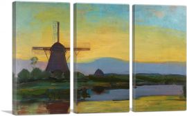 Oostzijde Windmill at Night 1908-3-Panels-60x40x1.5 Thick