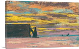 Etretat Aiguille and Porte Daval Sunset 1883-1-Panel-40x26x1.5 Thick