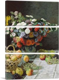 Flowers and Fruit 1869-3-Panels-90x60x1.5 Thick