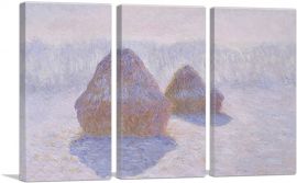 Haystacks - Effect of Snow and Sun 1891-3-Panels-60x40x1.5 Thick