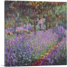 Irises In Monet's Garden-1-Panel-18x18x1.5 Thick