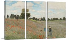 Poppy Field 1873-3-Panels-90x60x1.5 Thick