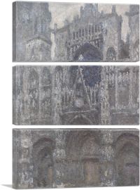 Rouen Cathedral Grey Weather 1894-3-Panels-60x40x1.5 Thick