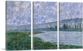 The Seine at Vetheuil 1880-3-Panels-90x60x1.5 Thick