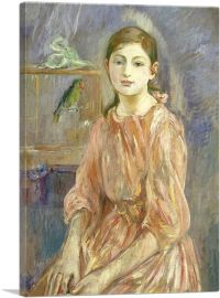 The Artist's Daughter With a Parakeet 1890-1-Panel-12x8x.75 Thick