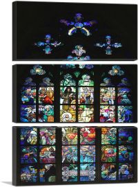 Glass Window of Alphonse Mucha in the St. Vitus Cathedral-3-Panels-60x40x1.5 Thick