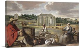 Peasants In a Landscape 1640-1-Panel-18x12x1.5 Thick